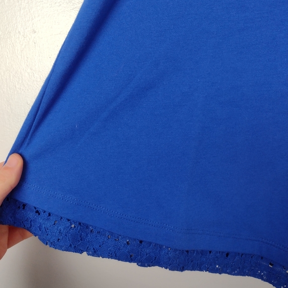 PRICE DROP Royal Blue Short Sleeve Tee with Lace Detail Size XL - Picture 5 of 8